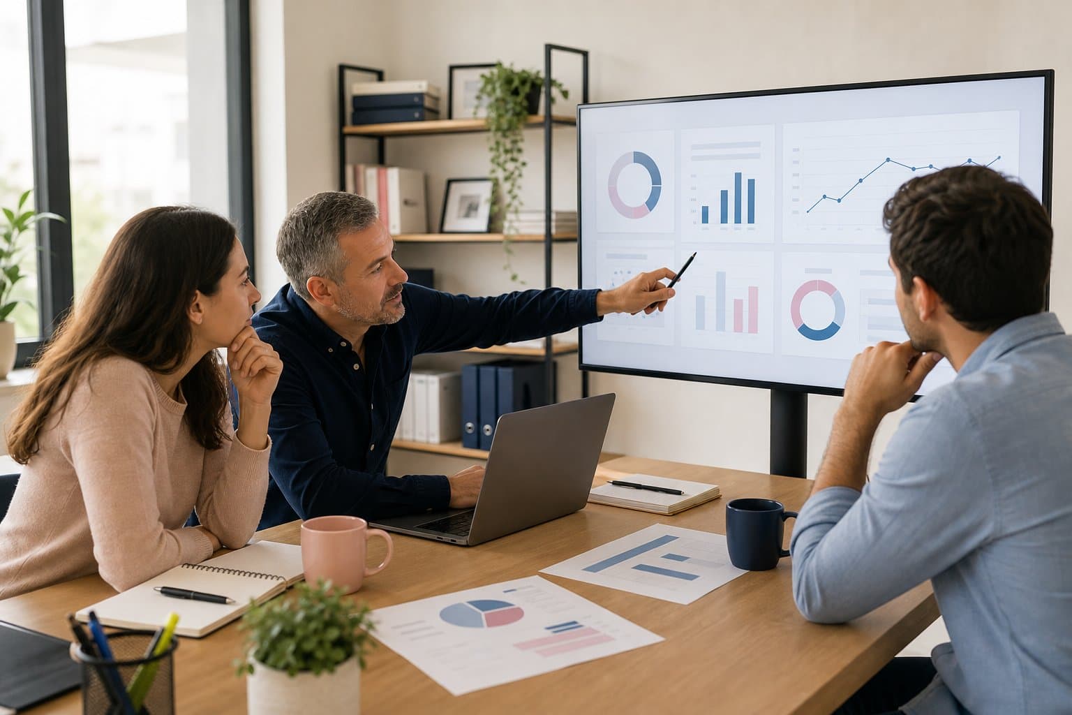 Equipo analizando indicadores para tomar decisiones