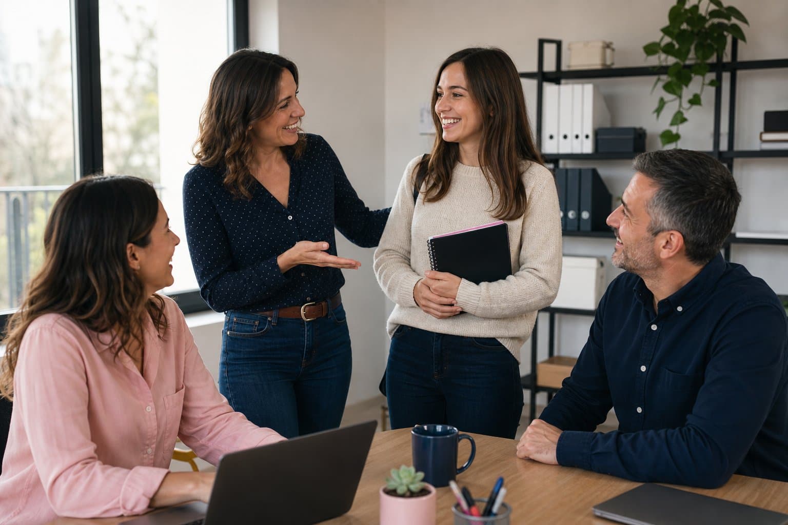 Equipo dando la bienvenida a una nueva integrante