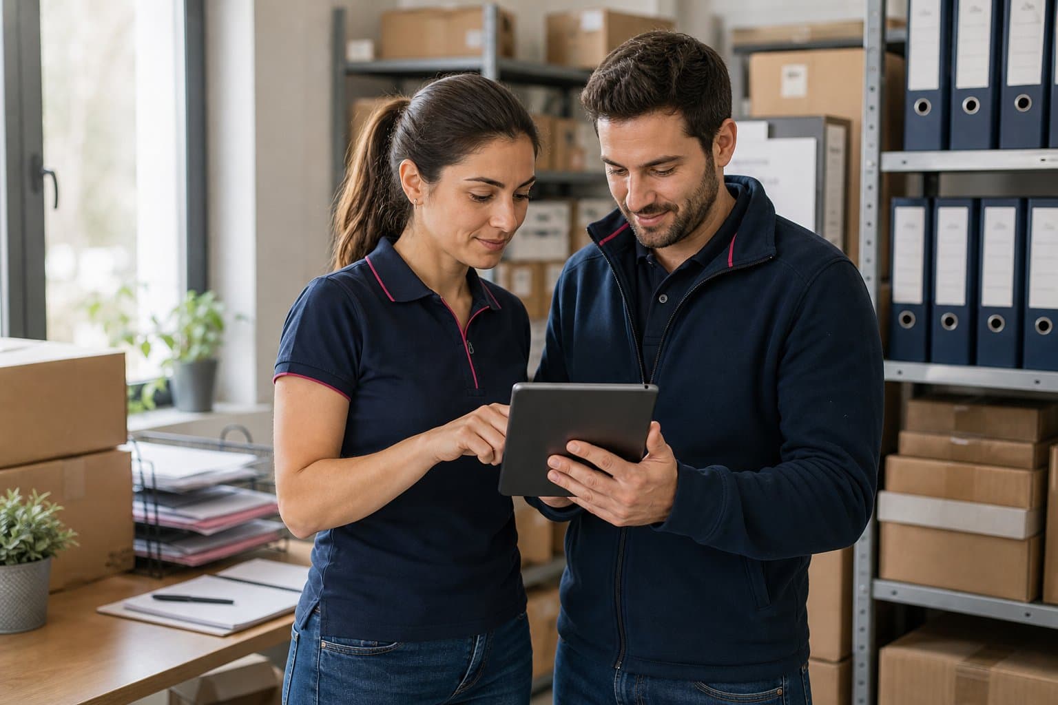 Personal de operaciones controlando la trazabilidad desde una tablet
